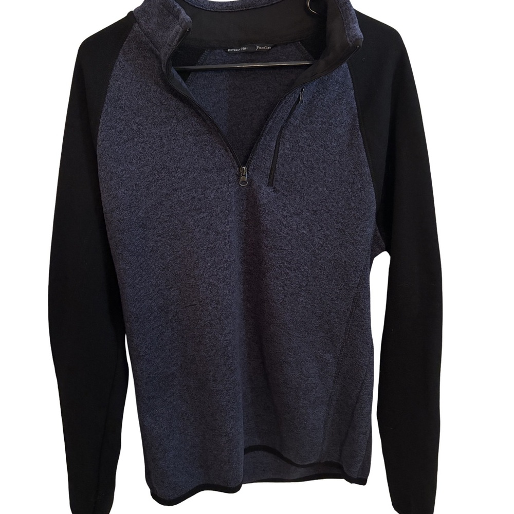 Beverly Hills Polo Club Men's Large Zip-Up Sweater - Black and Blue